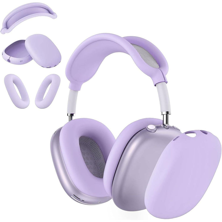 3 in 1 Silicone Case Cover for AirPods Max Headphones, Anti - Scratch Ear Pad/Ear Cups/Headband Cover for AirPod Max, Accessories Silicone Protector for Apple AirPods Max (Purple) - Just Closeouts Canada Inc.
