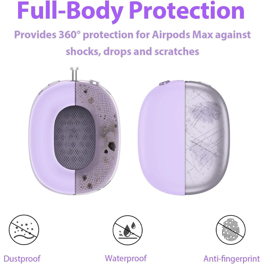 3 in 1 Silicone Case Cover for AirPods Max Headphones, Anti - Scratch Ear Pad/Ear Cups/Headband Cover for AirPod Max, Accessories Silicone Protector for Apple AirPods Max (Purple) - Just Closeouts Canada Inc.