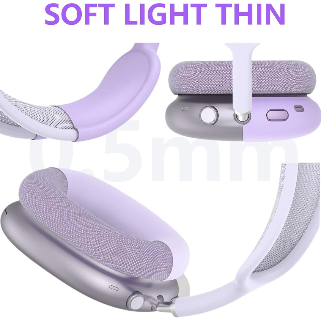 3 in 1 Silicone Case Cover for AirPods Max Headphones, Anti - Scratch Ear Pad/Ear Cups/Headband Cover for AirPod Max, Accessories Silicone Protector for Apple AirPods Max (Purple) - Just Closeouts Canada Inc.
