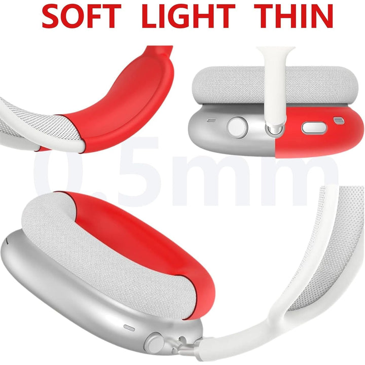 3 in 1 Silicone Case Cover for AirPods Max Headphones, Anti - Scratch Ear Pad/Ear Cups/Headband Cover for AirPod Max, Accessories Silicone Protector for Apple AirPods Max (Red) - Just Closeouts Canada Inc.