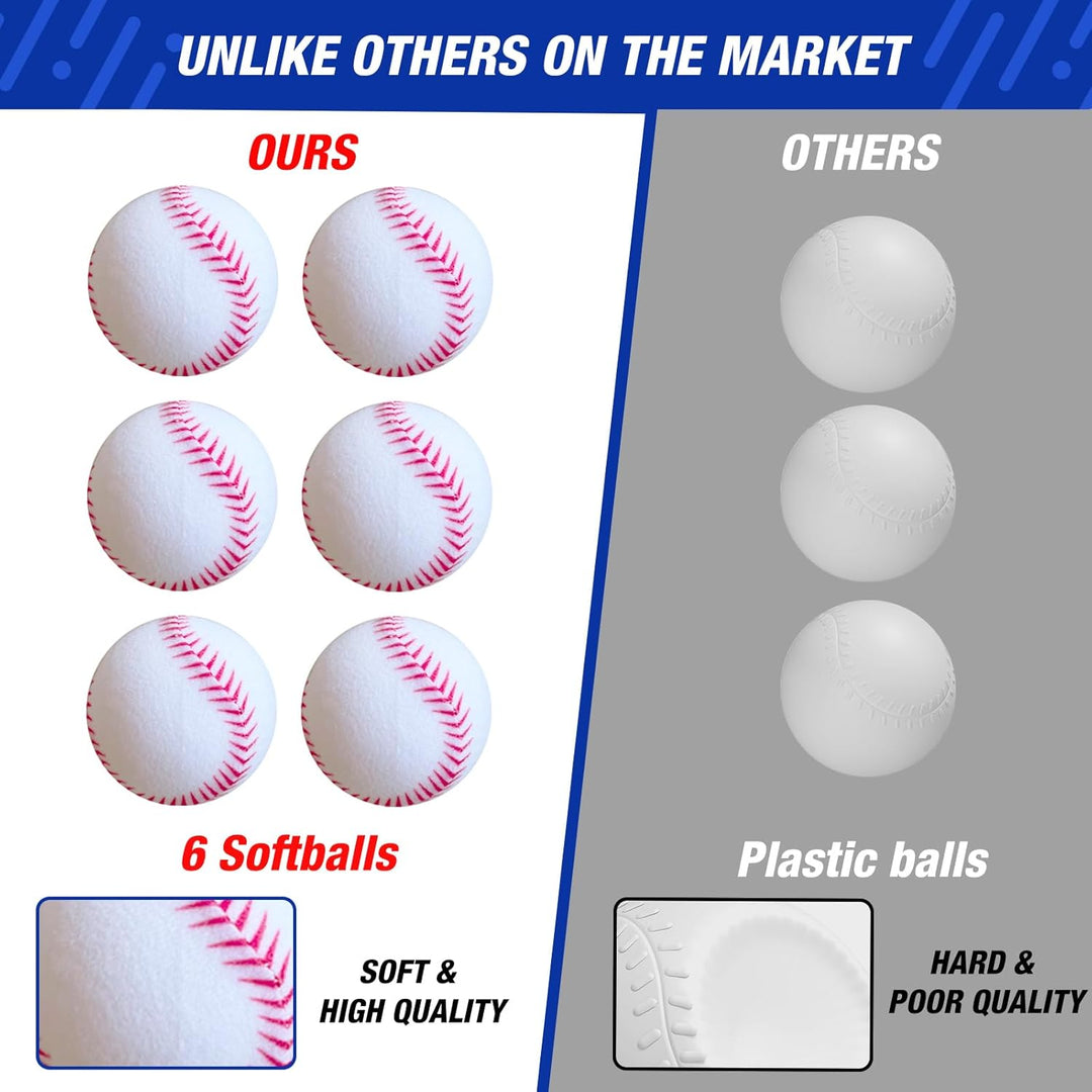 3 in 1 T Ball Set for Kids 3 - 5, Kids Baseball with Hanging Tee/Standing Tee/Automatic Launcher/6 Softballs, Adjustable Height Toddler Baseball Sets Indoor Outdoor Sport Gifts Toys for Boys, Blue - Just Closeouts Canada Inc.