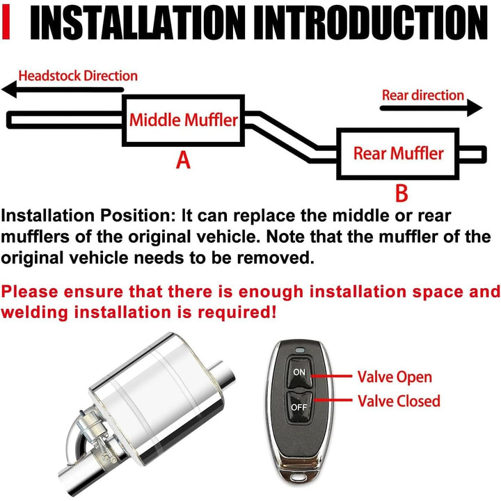 3 Inch Valvetronic Exhaust Cutout with Muffler Cat Back Exhaust System Valve Kit - Just Closeouts Canada Inc.