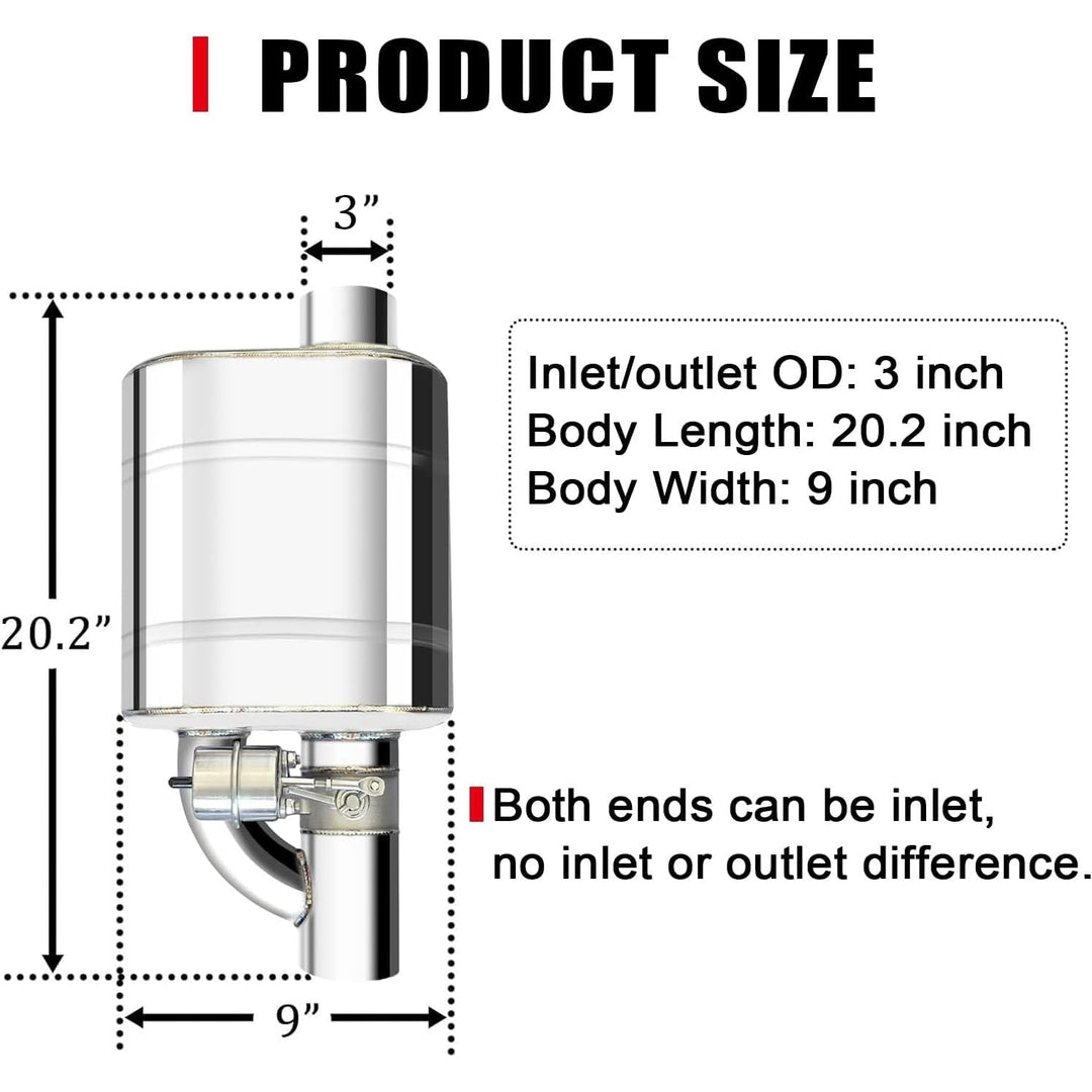 3 Inch Valvetronic Exhaust Cutout with Muffler Cat Back Exhaust System Valve Kit - Just Closeouts Canada Inc.