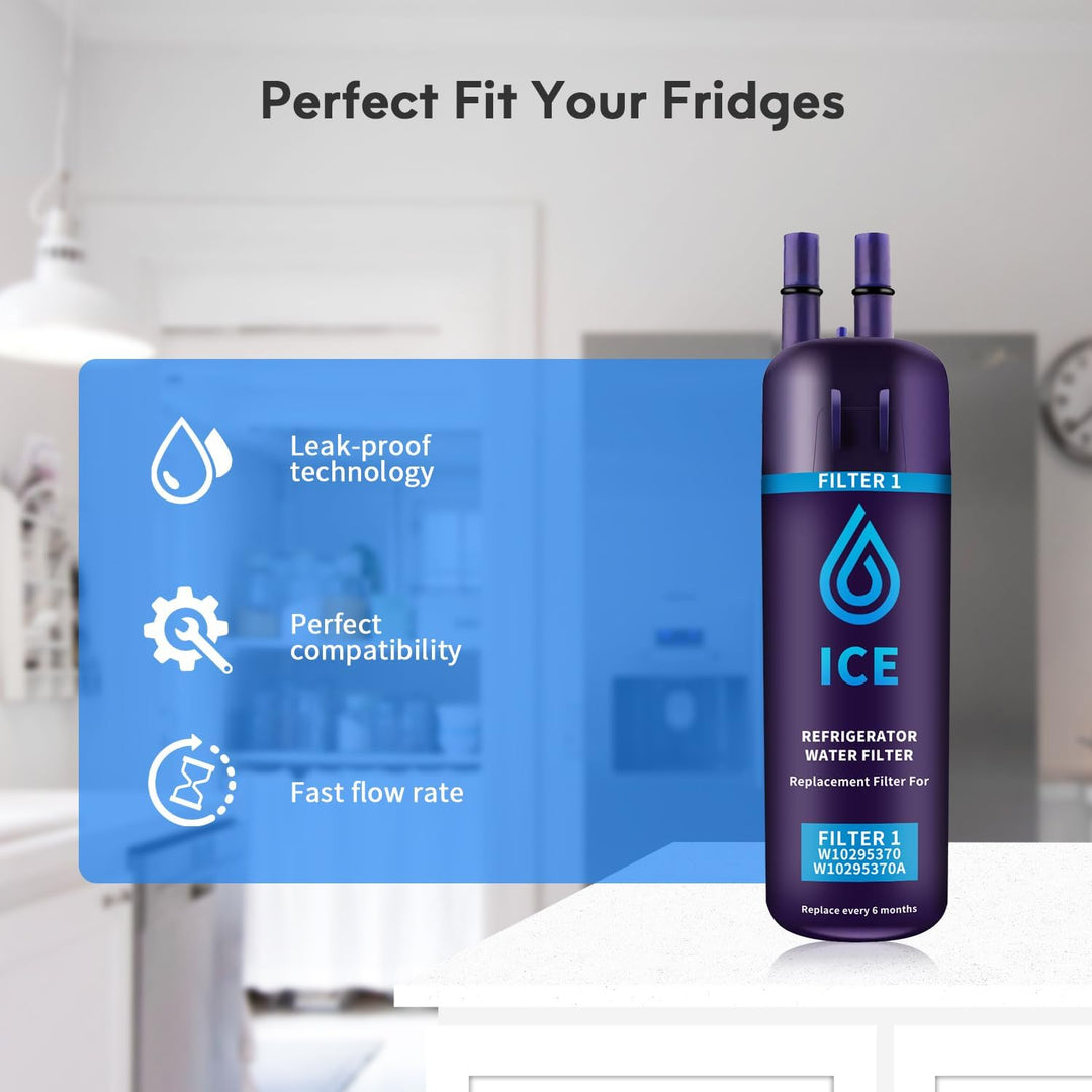 3 Pack W10295370a Refrigerator Water Filter Compatible with Whirlpool Water Filter 1,W10295370,EDR1RXD1,P4RFWB,Kenm0re 46 - 9081,Kenm0re 46 - 9930(Blue) - Just Closeouts Canada Inc.