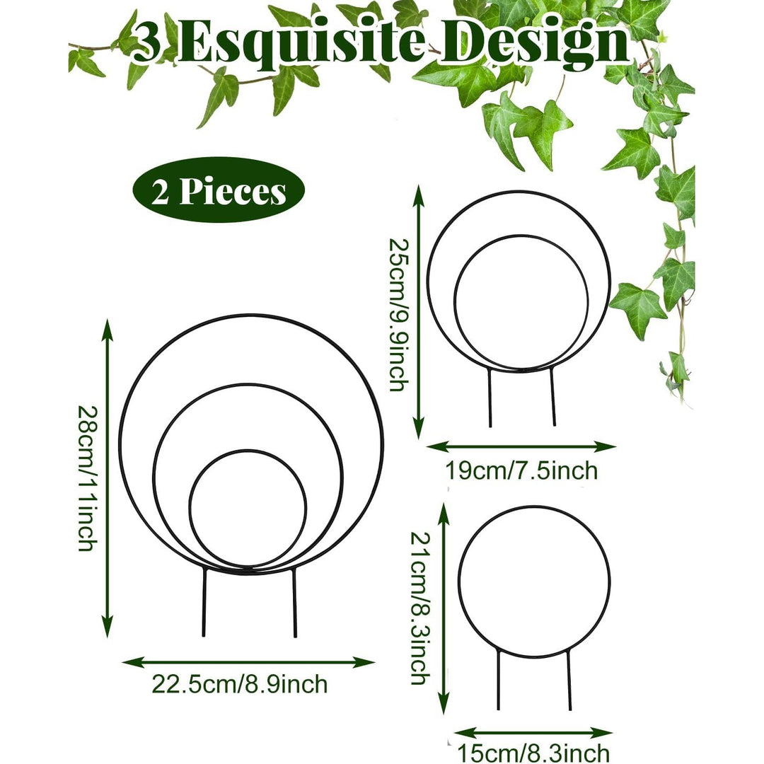 3 Pcs Unique Round Hoya Garden Trellis, Different Small Houseplant Trellis for Climbing Plant Indoor Outdoor, Garden Trellis Plant Support for Potted Ivy and Flowers (Black) - Just Closeouts Canada Inc.
