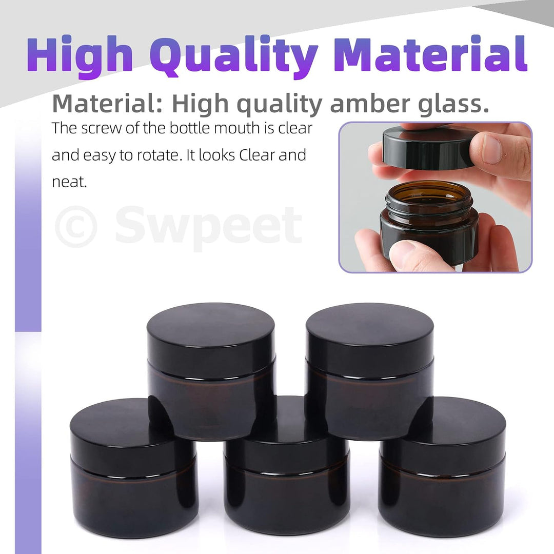 30 Amber Glass Cosmetic Jars with Lids & 10 Spoons – 3 Sizes - Just Closeouts Canada Inc.X0039MZOET
