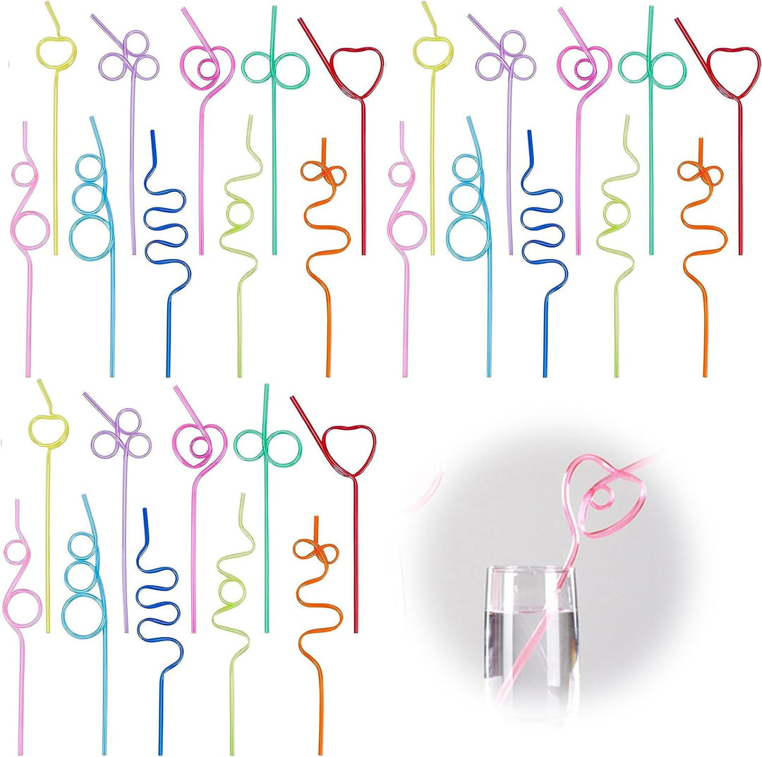30 Assorted Reusable Curly Party Straws - Just Closeouts Canada Inc.