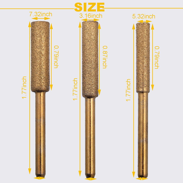 30 pcs Diamond Chainsaw Sharpener 1/8" Shank, Titanium Plated Burr Stone File in 3 Size Diamond Sharpening Wheels Chainsaw File for Electric Chain Saw. (5/32 inch, 3/16 inch, 7/32 inch) - Just Closeouts Canada Inc.