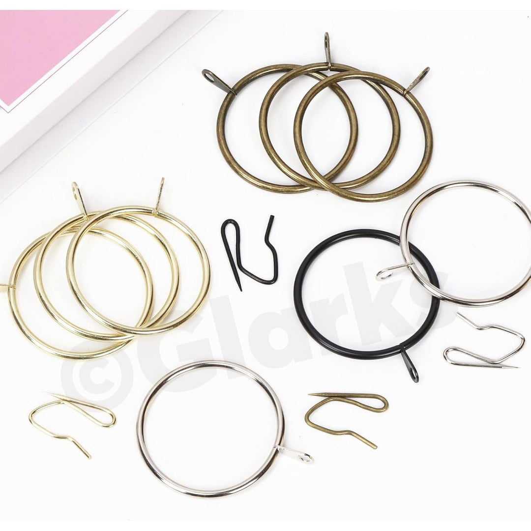 30 Sets 42mm/1.7inch Black Metal Drapery Curtain Hanging Rings Set, Includes 30pcs Curtain Rings and 30pcs Drapery Pin Hooks, Drape Sliding Eyelet Rings for Sliding Window Bathroom Door - Just Closeouts Canada Inc.X004QVTXV7