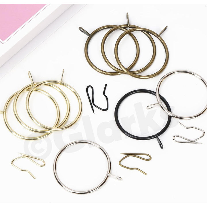 30 Sets 42mm/1.7inch Black Metal Drapery Curtain Hanging Rings Set, Includes 30pcs Curtain Rings and 30pcs Drapery Pin Hooks, Drape Sliding Eyelet Rings for Sliding Window Bathroom Door - Just Closeouts Canada Inc.X004QVTXV7