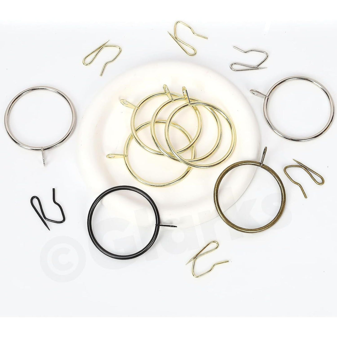 30 Sets 42mm/1.7inch Black Metal Drapery Curtain Hanging Rings Set, Includes 30pcs Curtain Rings and 30pcs Drapery Pin Hooks, Drape Sliding Eyelet Rings for Sliding Window Bathroom Door - Just Closeouts Canada Inc.X004QVTXV7