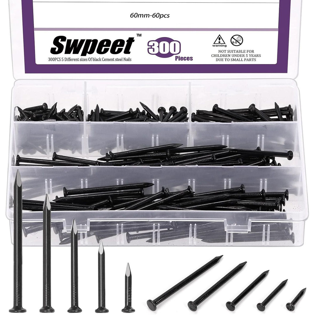300-Piece Black Galvanized Nail Assortment, 5 Sizes - Just Closeouts Canada Inc.X004BW49ZB