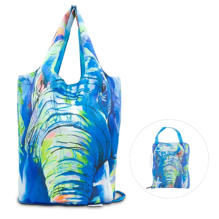 Reusable Foldable Compact Tote Bag - Elephant, 5925-99