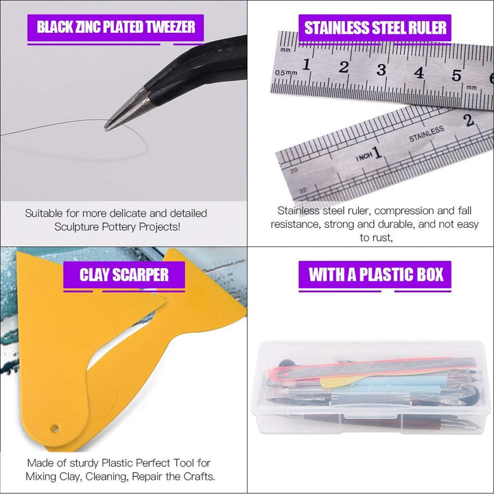 30Pcs Modeling Clay Sculpting Tools Kits, Ball Stylus Tool Handle Double-Sided Set Dual-End Dotting Tools Plastic Ball Rod Stylus Modeling Tools, Clay Roller, Clay Scarpe - Just Closeouts Canada Inc.X002M0XL0N