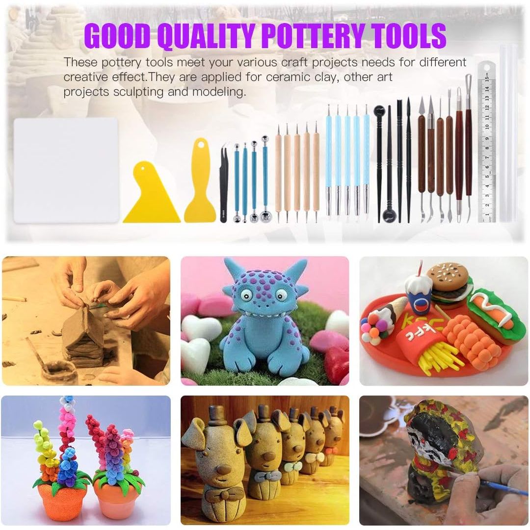 30Pcs Modeling Clay Sculpting Tools Kits, Ball Stylus Tool Handle Double-Sided Set Dual-End Dotting Tools Plastic Ball Rod Stylus Modeling Tools, Clay Roller, Clay Scarpe - Just Closeouts Canada Inc.X002M0XL0N