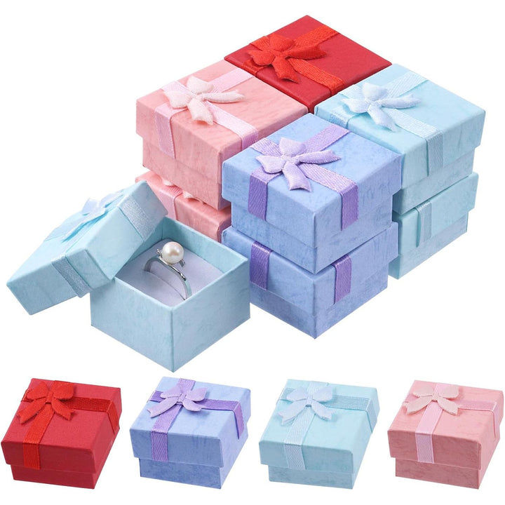 32 Mini Jewelry Gift Boxes with Ribbon Bows, 4 Colours - Just Closeouts Canada Inc.X0045JSU91