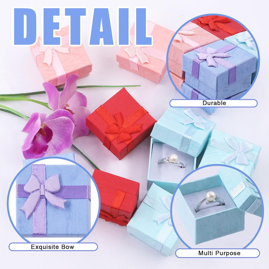 32 Mini Jewelry Gift Boxes with Ribbon Bows, 4 Colours - Just Closeouts Canada Inc.X0045JSU91