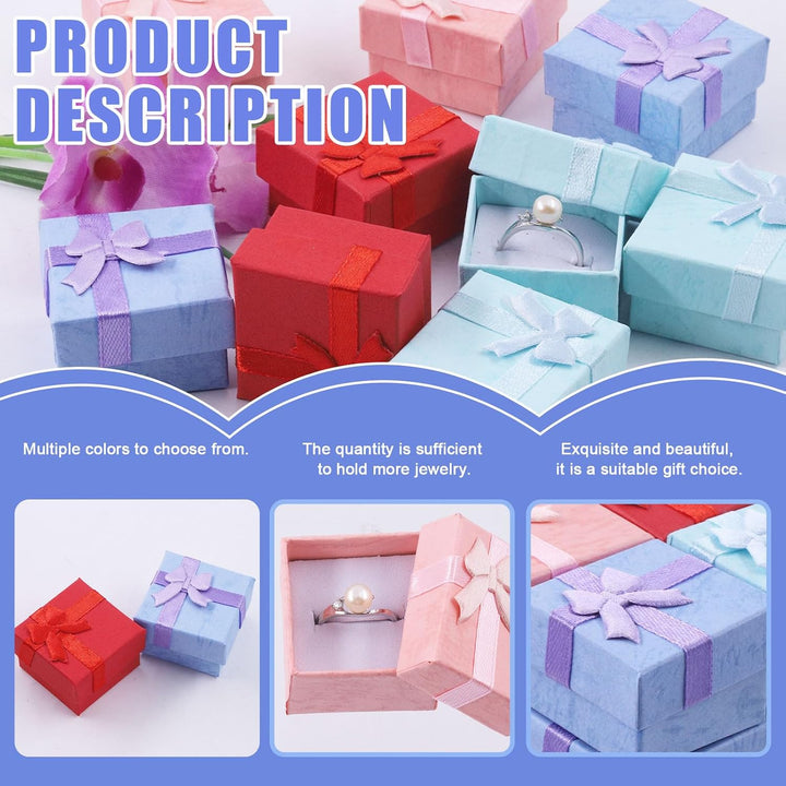 32 Mini Jewelry Gift Boxes with Ribbon Bows, 4 Colours - Just Closeouts Canada Inc.X0045JSU91