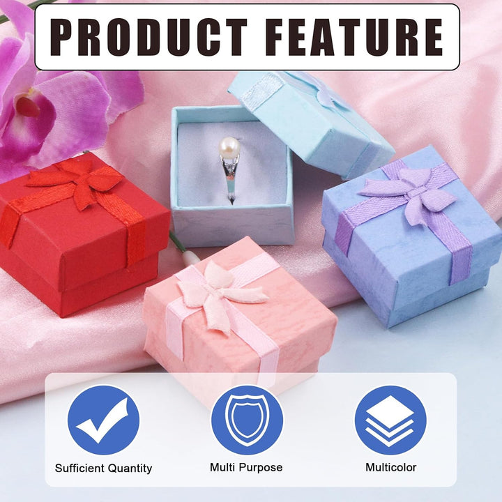 32 Mini Jewelry Gift Boxes with Ribbon Bows, 4 Colours - Just Closeouts Canada Inc.X0045JSU91