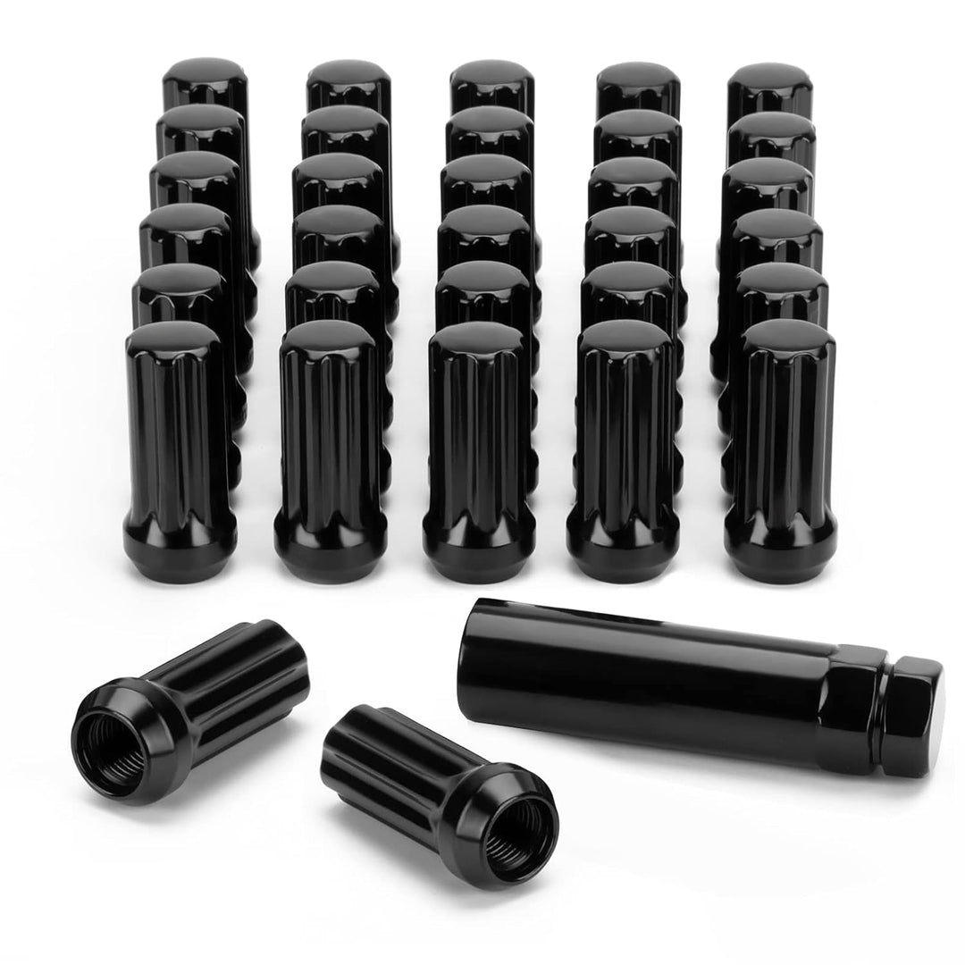 32PCS M14x1.5 Lug Nuts Fit for Chevy Silverado 1500 2500 3500 GMC Sierra 2500 Ford F250 F350 Ram 2500 3500 8 Lug Aftermarket Wheels Black 7 Spline 2 inch Length Cone Seat Closed End with 1 Socket Key - Just Closeouts Canada Inc.X0036OT6KD