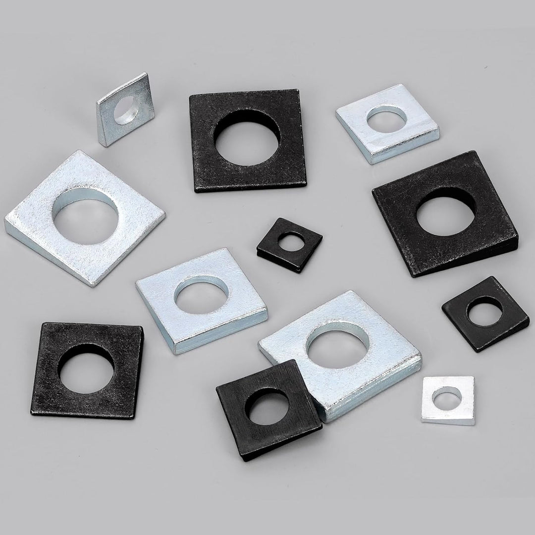 34pcs M8/M10/M12/M16/M18/M20 Square Beveled Washers Kit, Zinc Plated Carbon Steel Wedge Washer, Heavy Duty Leveling Washer for Shim Leveling/I-Beams/Slot Section - Just Closeouts Canada Inc.X004ON5UHX