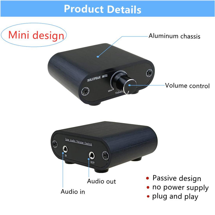 3.5 mm Audio Volume Controller, line Volume Control Box, 1/8" aux mini Inline attenuator knob - MC11 - Just Closeouts Canada Inc.