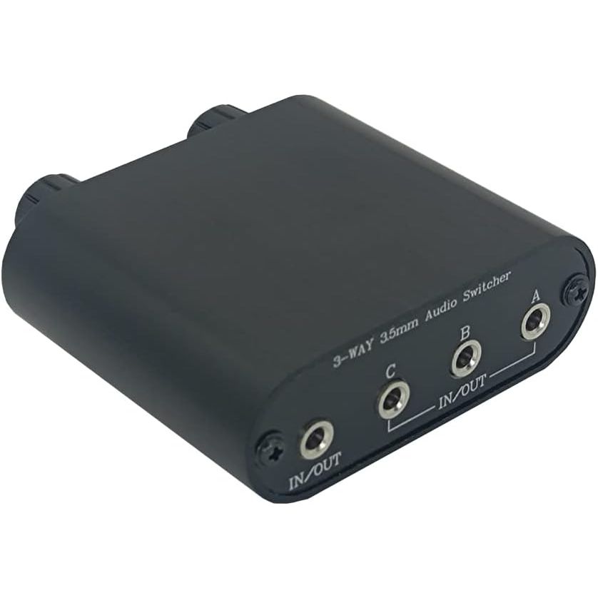 3.5mm Audio Switch with line Volume Controller, 3 in 1 Out 1/8" aux switcher Splitter selector Box, Mini Inline Headphone attenuator Volume Control knob - MC31 - Just Closeouts Canada Inc.