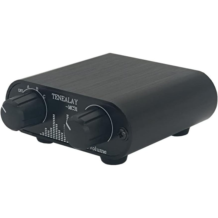 3.5mm Audio Switch with line Volume Controller, 3 in 1 Out 1/8" aux switcher Splitter selector Box, Mini Inline Headphone attenuator Volume Control knob - MC31 - Just Closeouts Canada Inc.