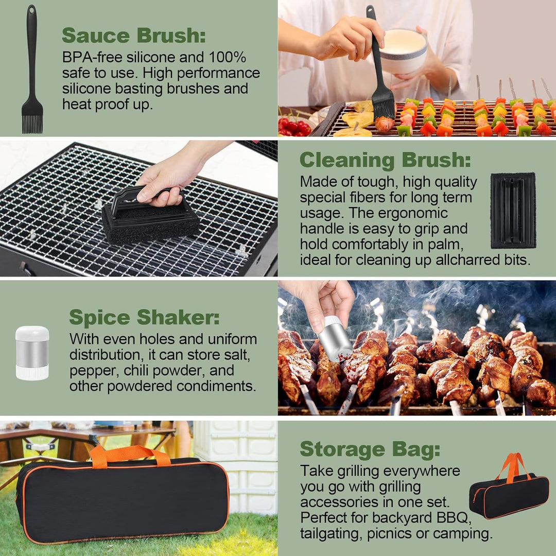 35PCS Griddle Accessories Kit, Flat Top Grill Accessories Set for Blackstone and Camp Chef, Grill Spatula Set with Enlarged Spatulas, Basting Cover, Scraper for Outdoor Barbecue - Just Closeouts Canada Inc.