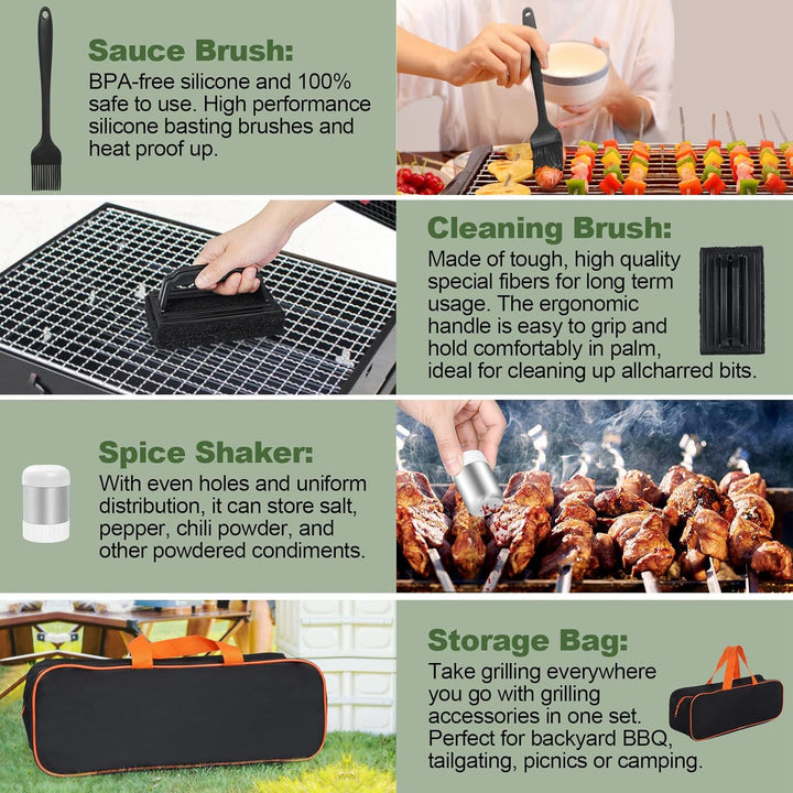 35PCS Griddle Accessories Kit, Flat Top Grill Accessories Set for Blackstone and Camp Chef, Grill Spatula Set with Enlarged Spatulas, Basting Cover, Scraper for Outdoor Barbecue - Just Closeouts Canada Inc.