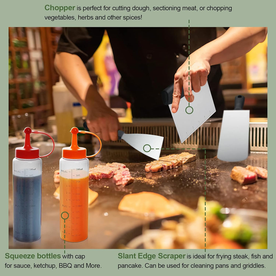 35PCS Griddle Accessories Kit, Flat Top Grill Accessories Set for Blackstone and Camp Chef, Grill Spatula Set with Enlarged Spatulas, Basting Cover, Scraper for Outdoor Barbecue - Just Closeouts Canada Inc.