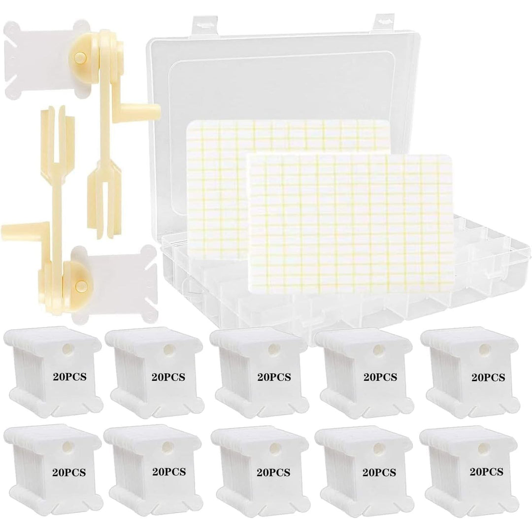 36-Grid Embroidery Floss Organizer Set with 200 Bobbins and 2 Winders - Just Closeouts Canada Inc.
