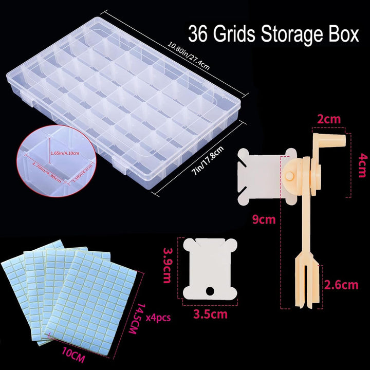 36-Grid Embroidery Floss Organizer Set with 200 Bobbins and 2 Winders - Just Closeouts Canada Inc.