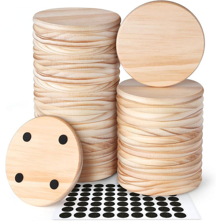 36 Pieces Unfinished Wood Coasters, GOH DODD 4 Inch Wooden Blanks Bulk Set with Foot Pads for Crafts Laser Engraving Wood Burning Staining Painting Wedding, Round - Just Closeouts Canada Inc.