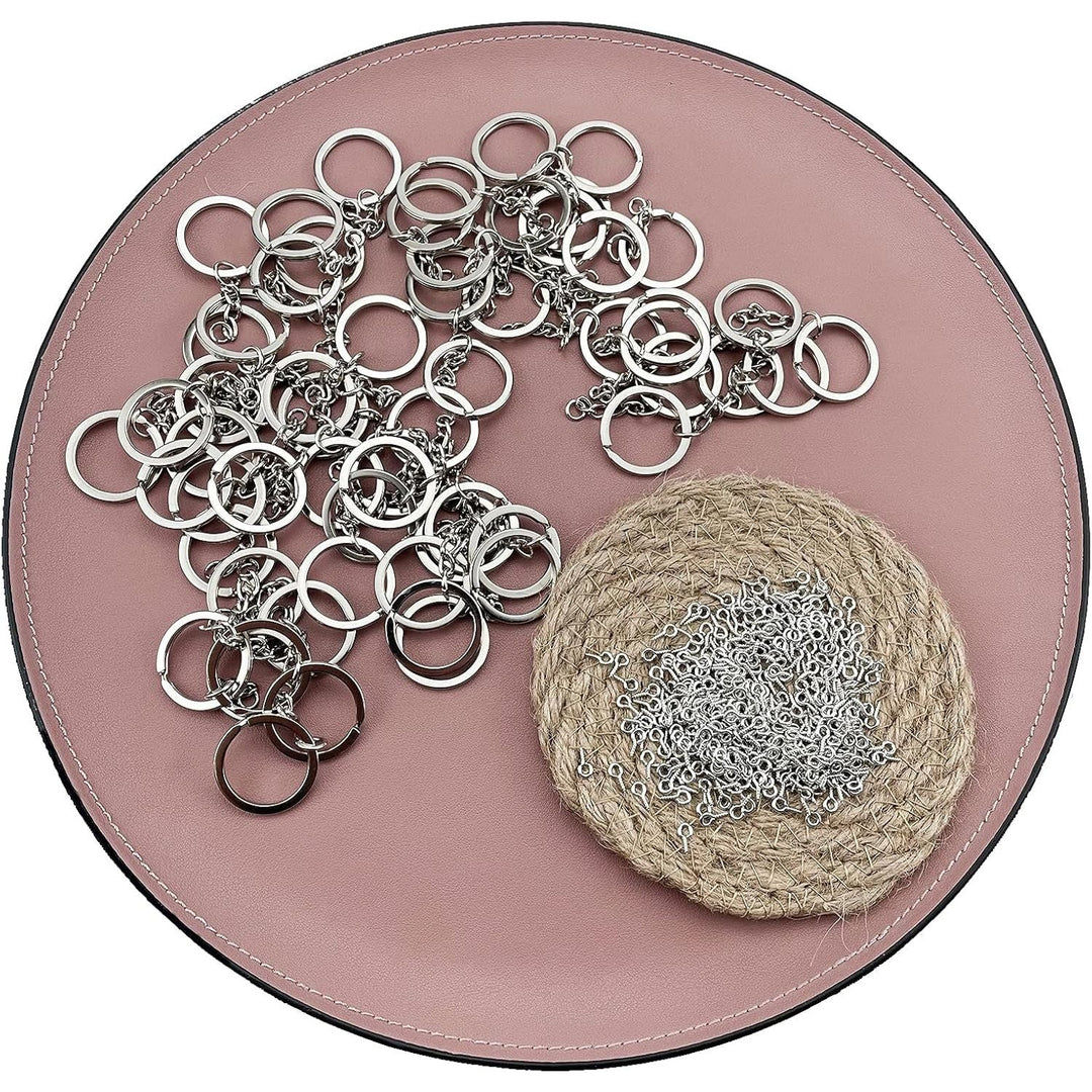 360 PCS Key Chain Rings Set Including 60pcs with Open Jump Rings with Chain, and 300pcs Small Screw Eye Pins Connector Accessories DIY Key Chain Rings kit for Crafts and Jewelry Making (Silver) - Just Closeouts Canada Inc.