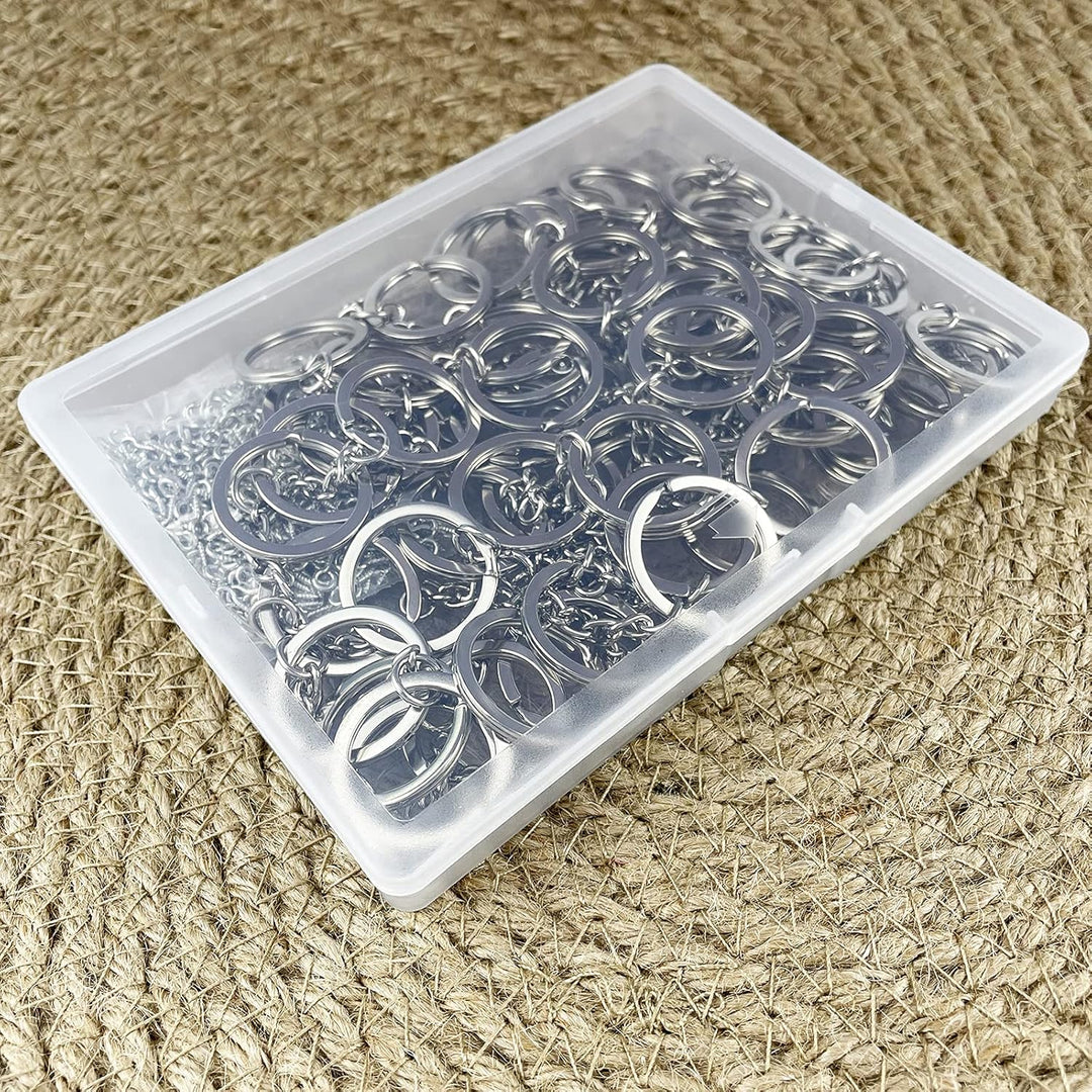 360 PCS Key Chain Rings Set Including 60pcs with Open Jump Rings with Chain, and 300pcs Small Screw Eye Pins Connector Accessories DIY Key Chain Rings kit for Crafts and Jewelry Making (Silver) - Just Closeouts Canada Inc.