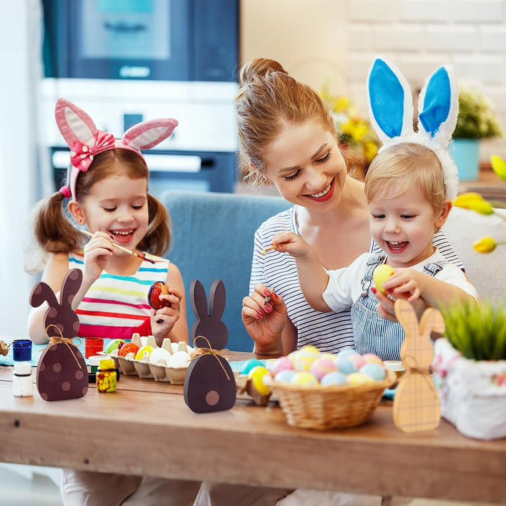 3Pcs Easter Bunny Table Wooden Signs Wooden Plaque Bunny Shaped Farmhouse Decor Spring Bunny Wood Tabletop Easter Decorations Living Dining Room Table Decor Sign with Rope - Just Closeouts Canada Inc.
