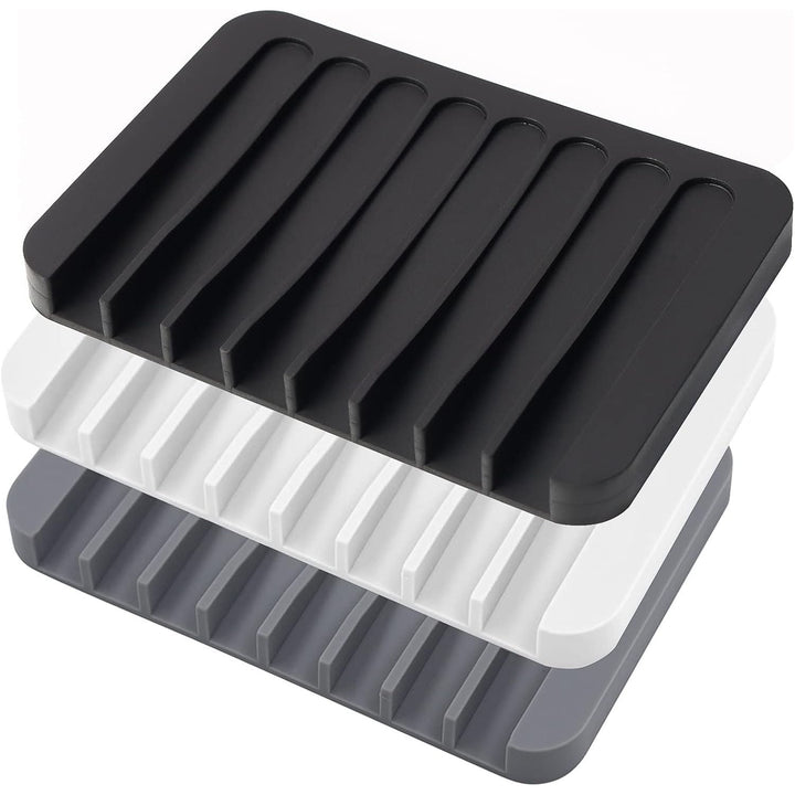 3PCS Self Draining Soap Holder, Premium Silicone Soap Dish, Soap Saver for Shower, Bathroom, Kitchen, Bath Tub, Sponges,Keep Soap Bars Dry Clean,Easy Clean,Extend Soap Life - Just Closeouts Canada Inc.