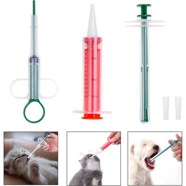 3X Pet Pill Feeder - Medicine Dispenser Tool - Syringe Popper for Tablet, Pill, Capsules - Use for Water, Milk Formula, Powder - Ideal for Kittens, Puppies, Dogs, Cats, Newborn Animals - Just Closeouts Canada Inc.