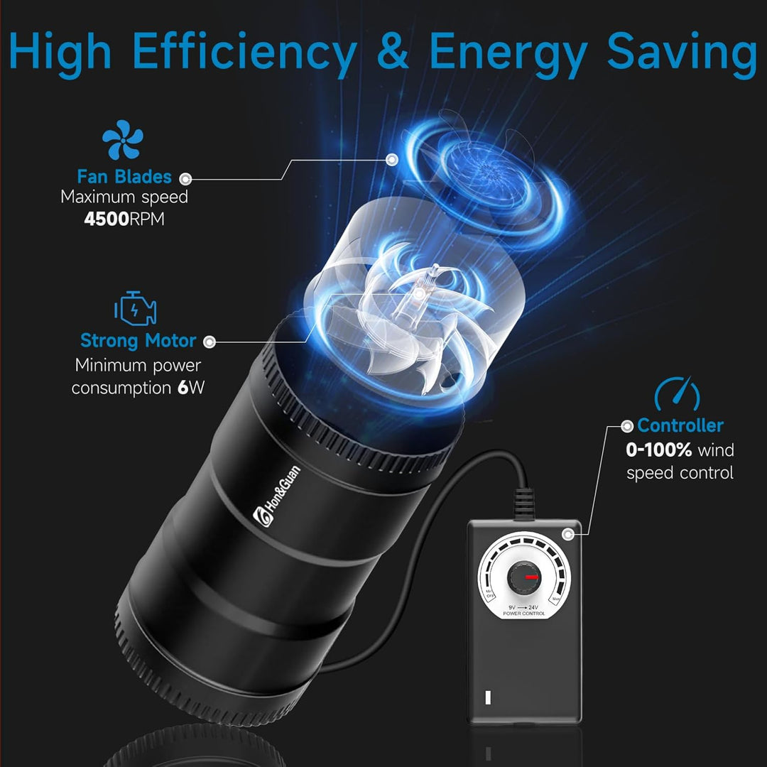 4" Air Filtration Kit: 4 Inch Inline Duct Fan with Speed Controller, 10" High Carbon Filter, 8 Ft Ducting & Rubber Coupler, Ventilation System for Grow Tents, Indoor Gardening, Hydroponics - Just Closeouts Canada Inc.