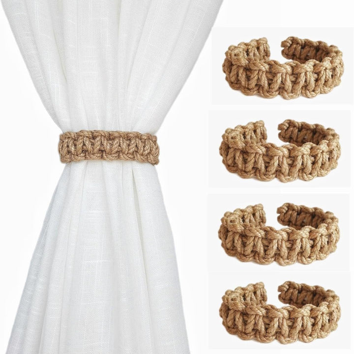 4 Coffee Braided Curtain Tiebacks with Flexible Wire Core - Just Closeouts Canada Inc.