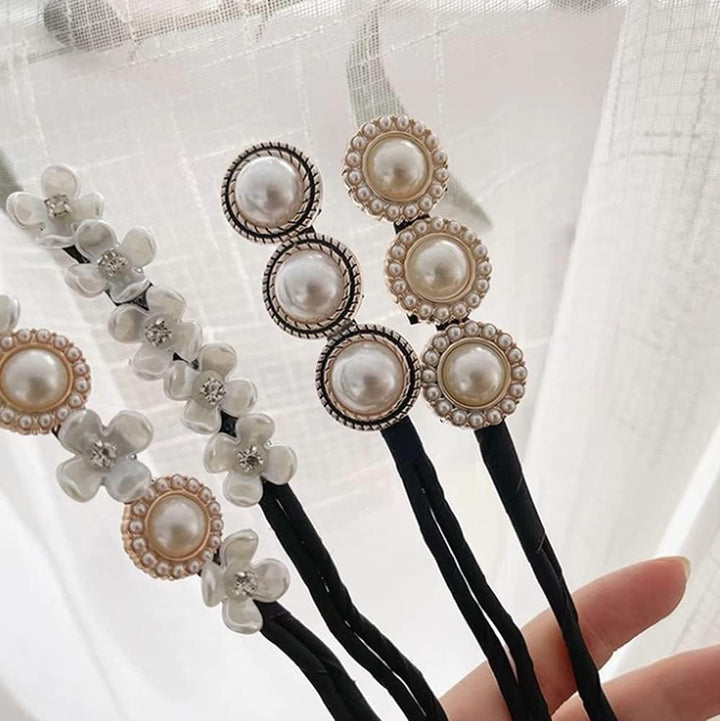 4 Floral and Pearl Twist Hair Bun Makers - Just Closeouts Canada Inc.