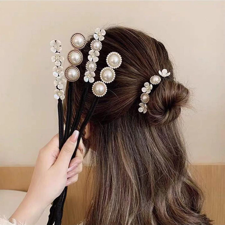 4 Floral and Pearl Twist Hair Bun Makers - Just Closeouts Canada Inc.