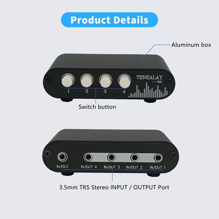 4 in 1 Out / 1 in 4 Out AUX 3.5mm Stereo Audio Input Signal Source Switcher, 4 - Way Switch Selector Splitter Box M41 - Just Closeouts Canada Inc.