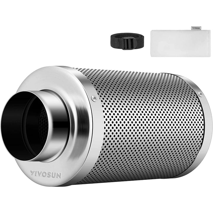 4-Inch Duct Carbon Filter with Pre-Filter, Silver, 12-Inch Body - Just Closeouts Canada Inc.