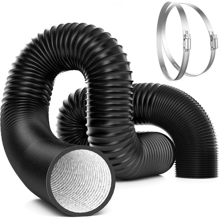 4-Inch Flexible Ventilation Duct, 8 ft, Black, with 2 Clamps - Just Closeouts Canada Inc.