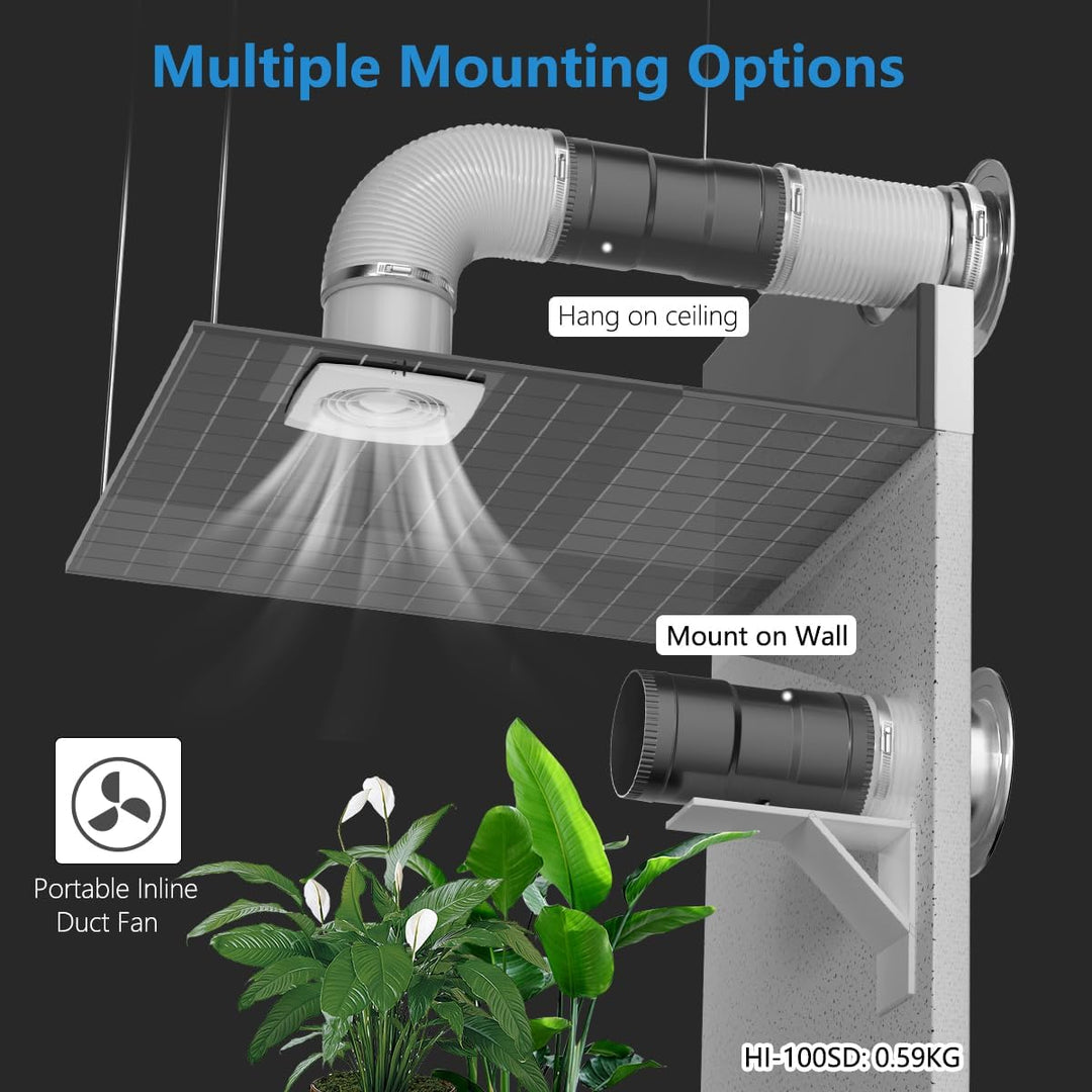 4 Inch Inline Duct Fan with Upgrade Controller - 130 CFM Airflow with 6W Ultra-Low Power and Low Noise - Just Closeouts Canada Inc.X004TLIOBT