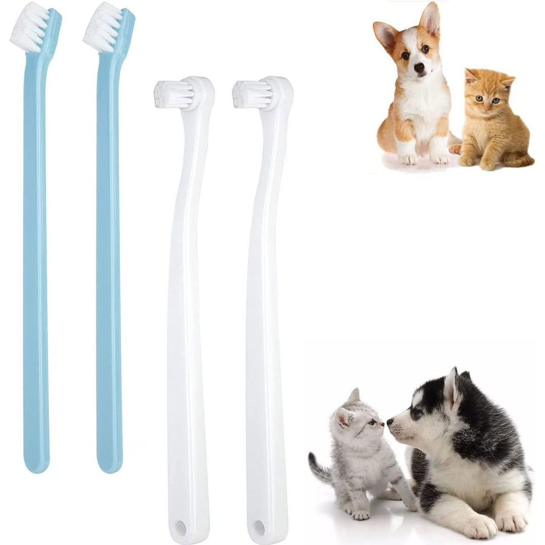 4 Mini Soft-Bristle Pet Toothbrushes, White and Blue - Just Closeouts Canada Inc.