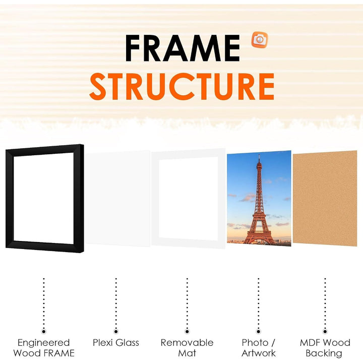4-Pack Black 10 × 12-Inch Picture Frames with 7 × 9-Inch Mats - Just Closeouts Canada Inc.6971152696257