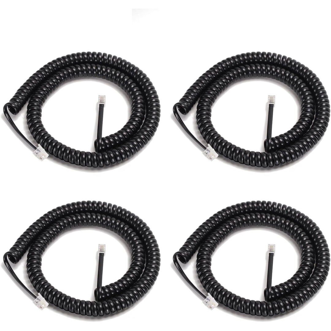 4-Pack Black 4 ft Coiled RJ9 Telephone Handset Cords - Just Closeouts Canada Inc.